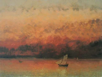 Meer van Genève bij zonsondergang